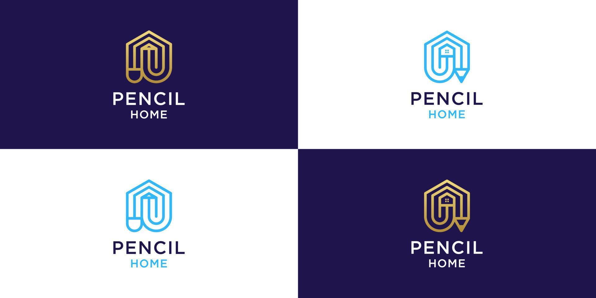 pencil house logo icon vector