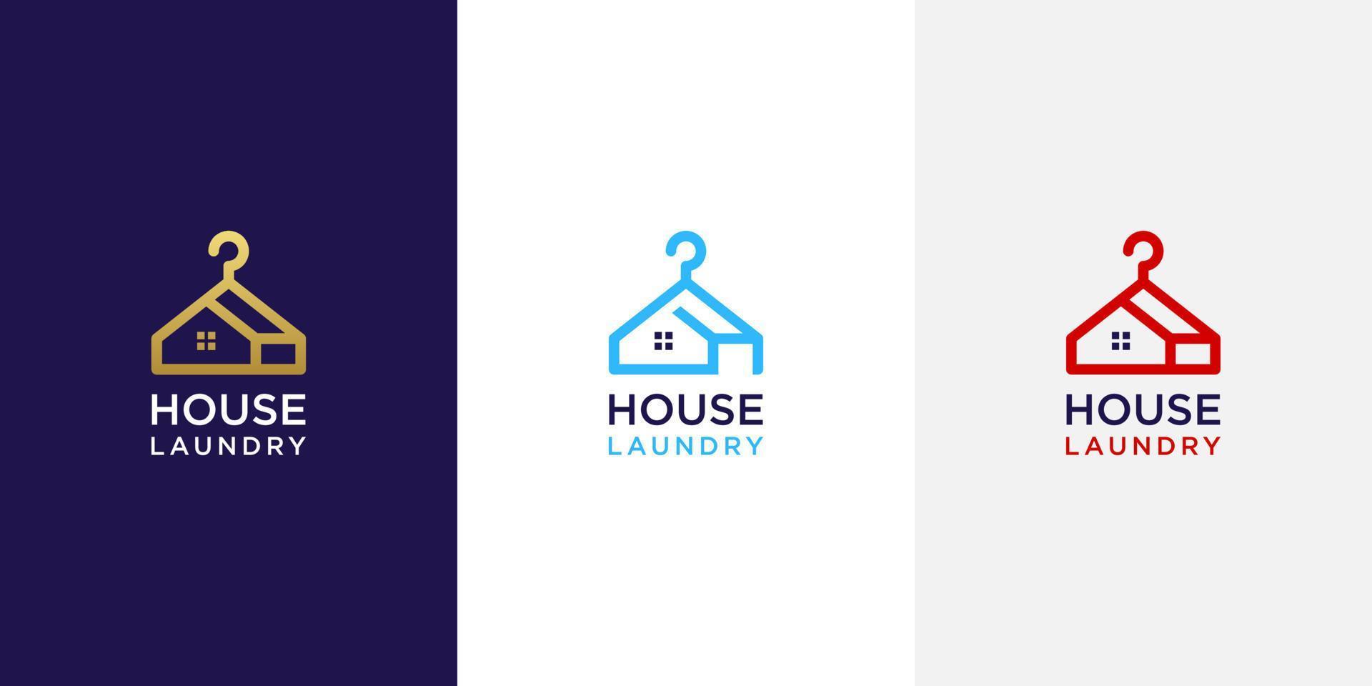 Laundry house logo with letter h and line art style vector