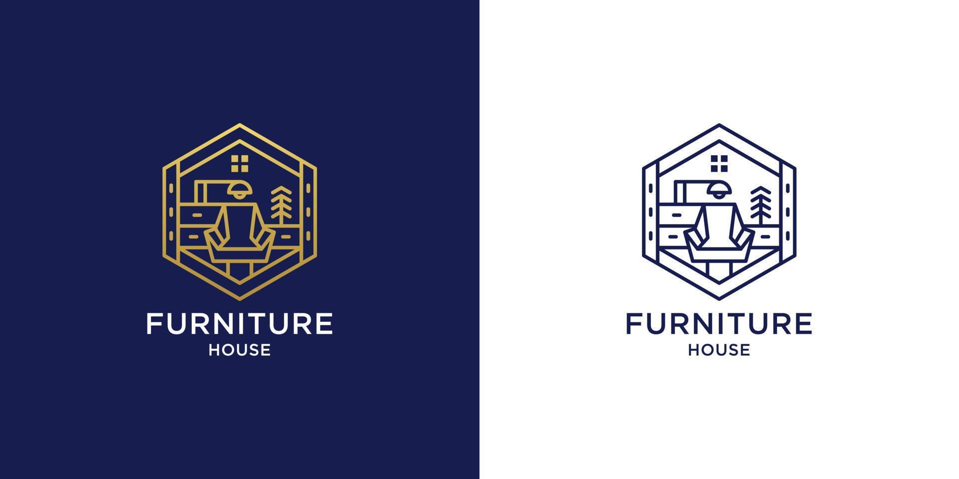 Home furniture logo royalty with luxury gold color vector