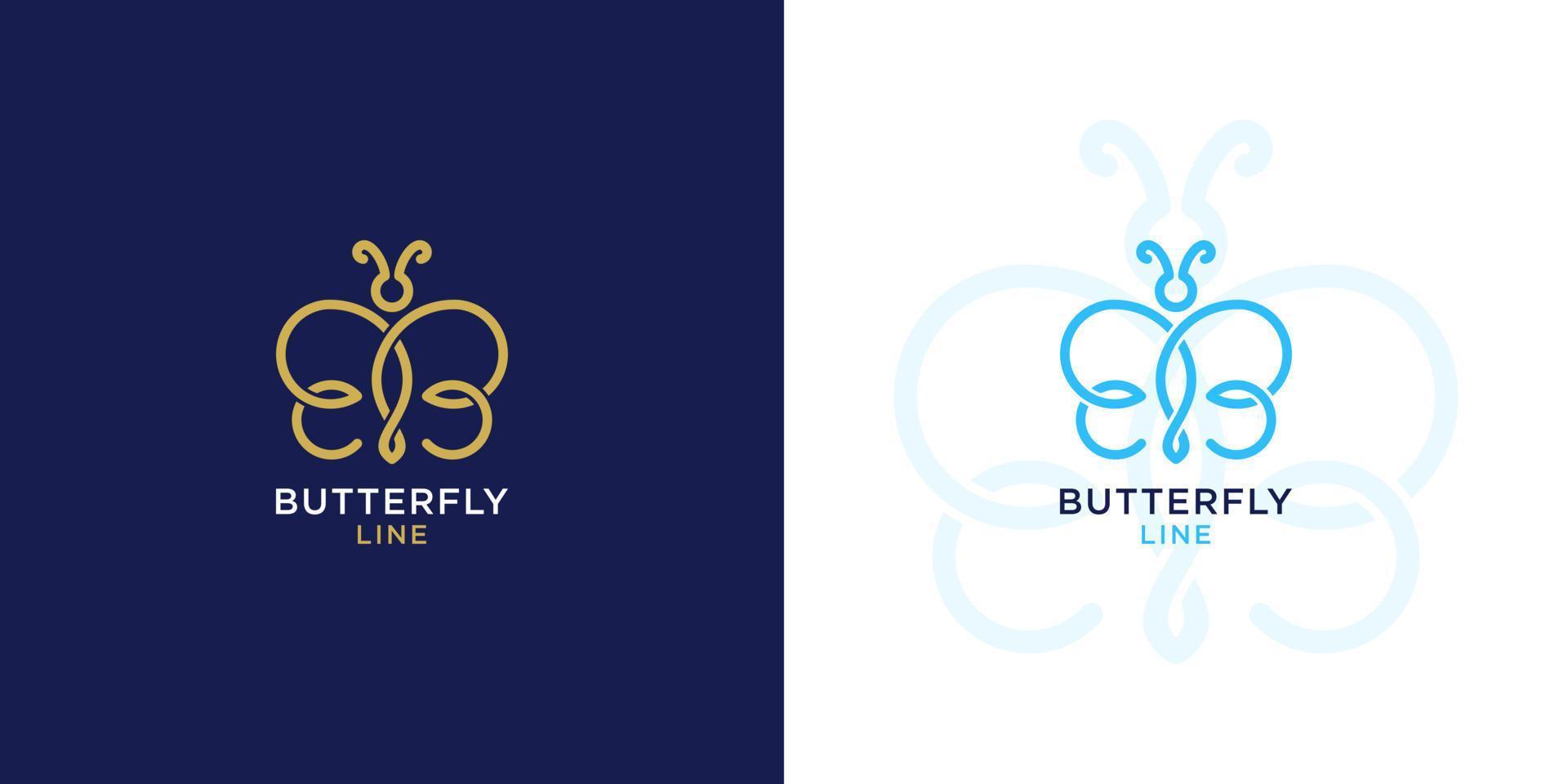 logotipo de mariposa de lujo minimalista con diseño de letra bb vector