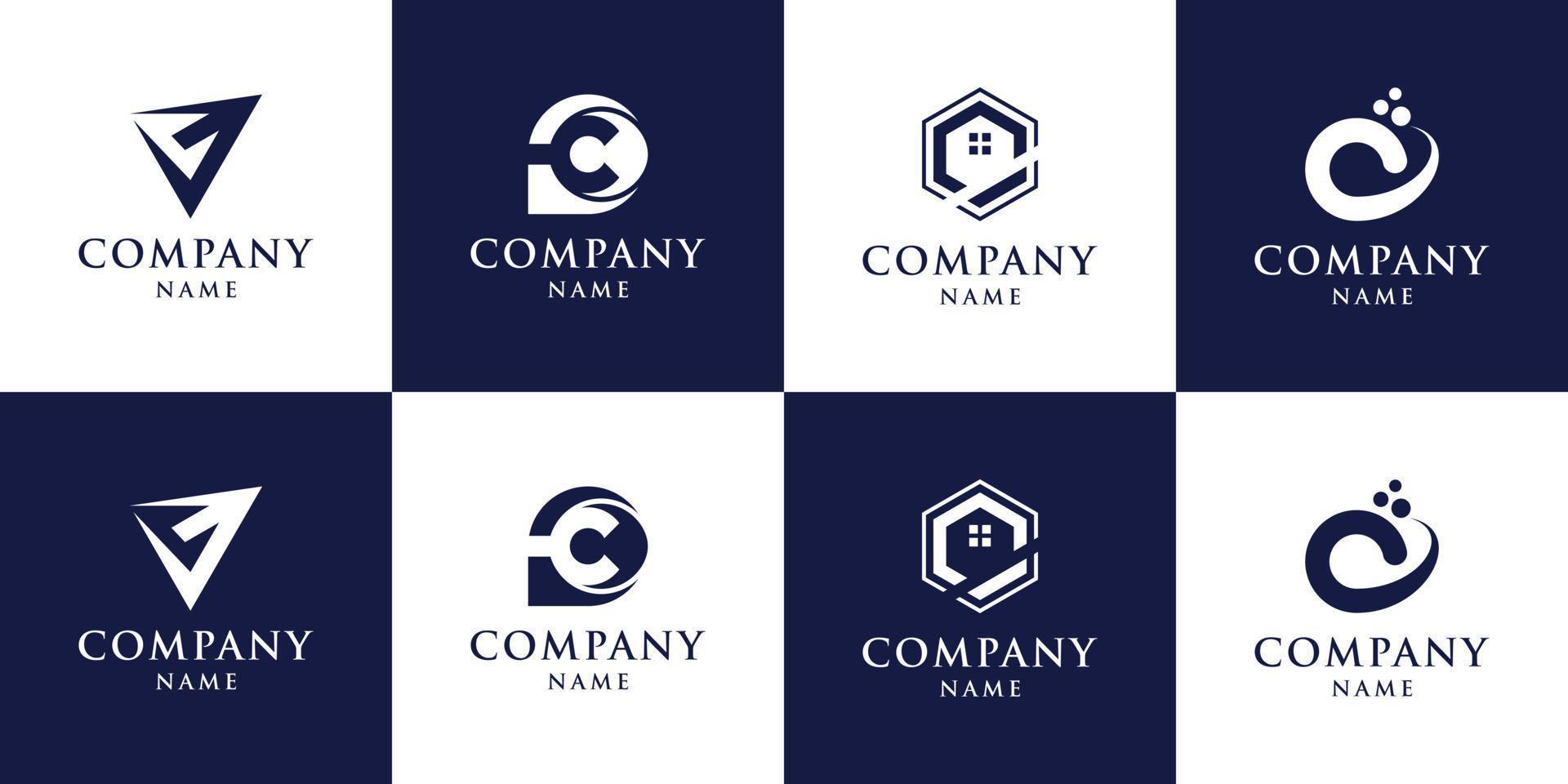 Set of monogram initial letter c logo with concept creative vector