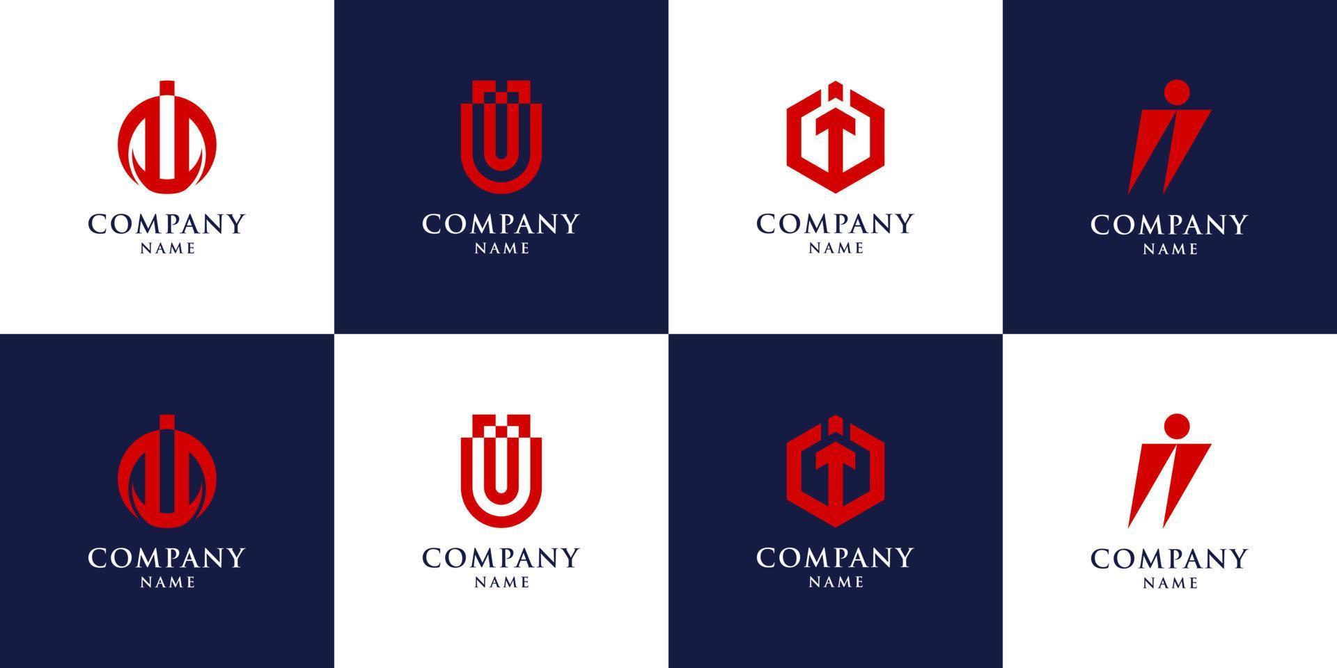 conjunto de monograma letra inicial i logotipo con concepto creativo vector