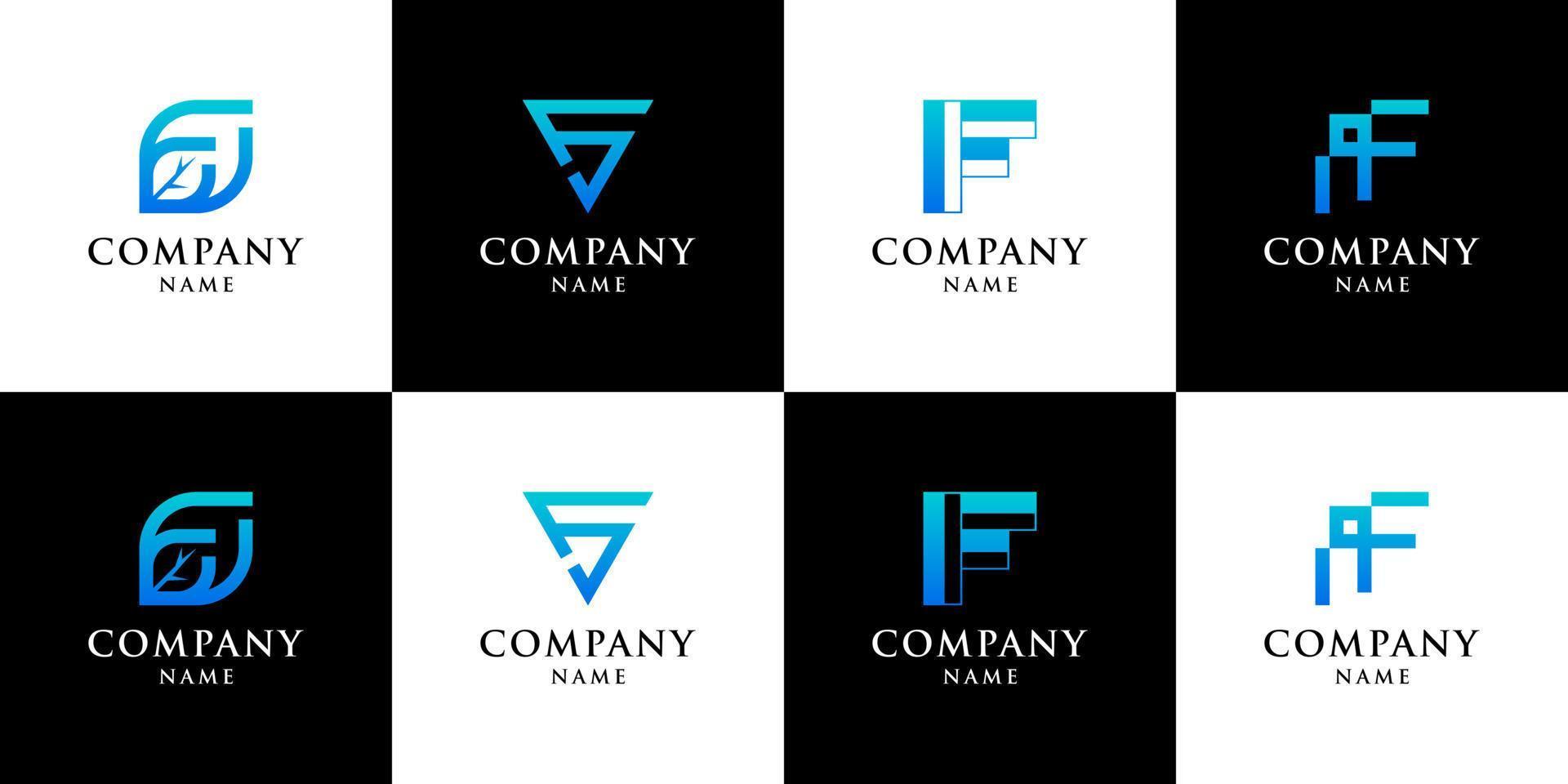 Set of monogram initial letter f logo with concept creative vector