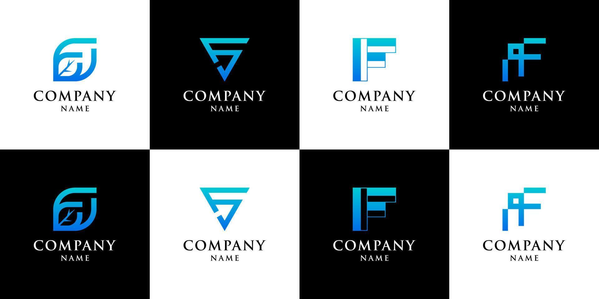 conjunto de logotipo de letra f inicial de monograma con concepto creativo vector