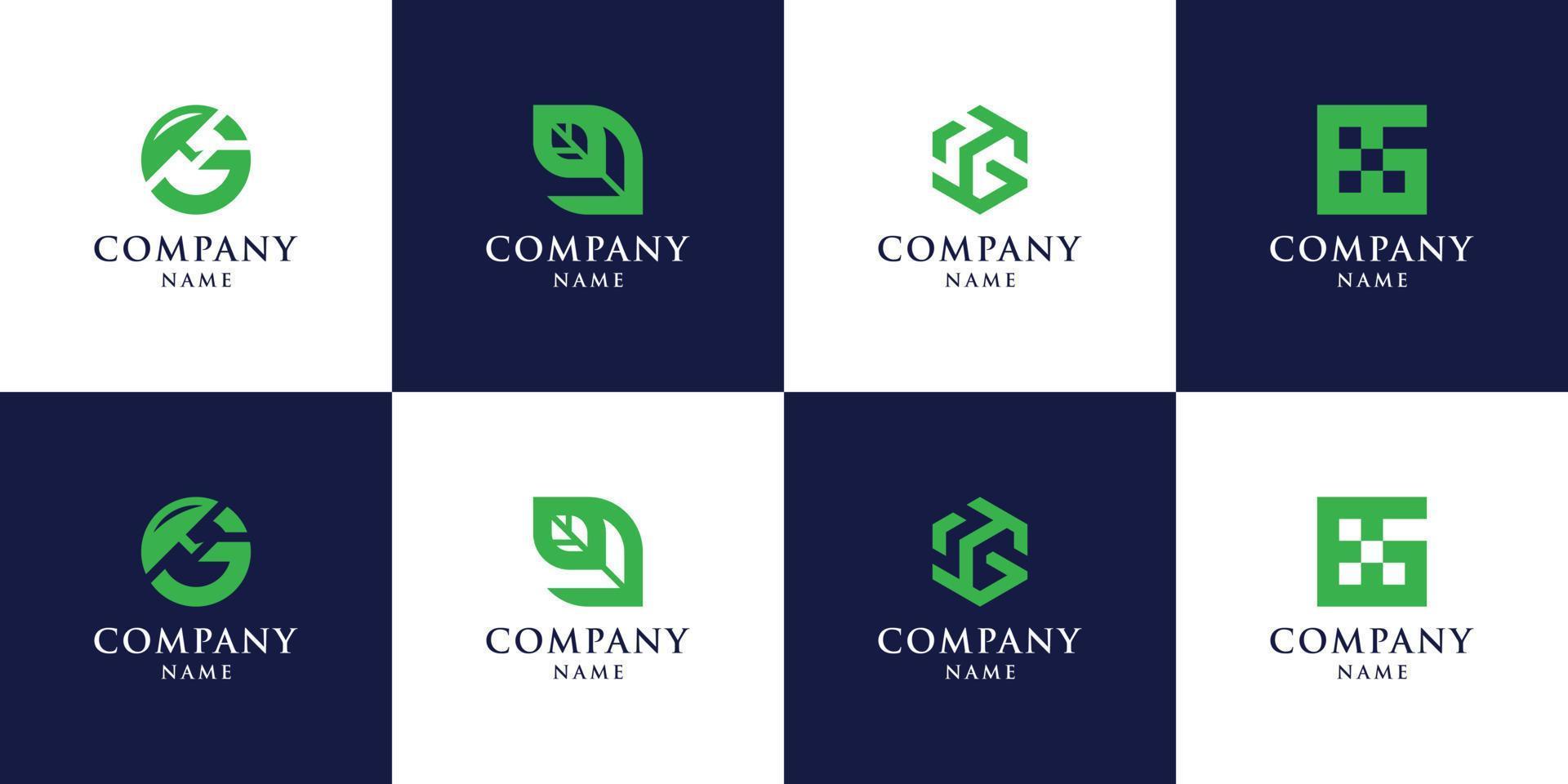 conjunto de logotipo de letra g inicial de monograma con concepto creativo vector