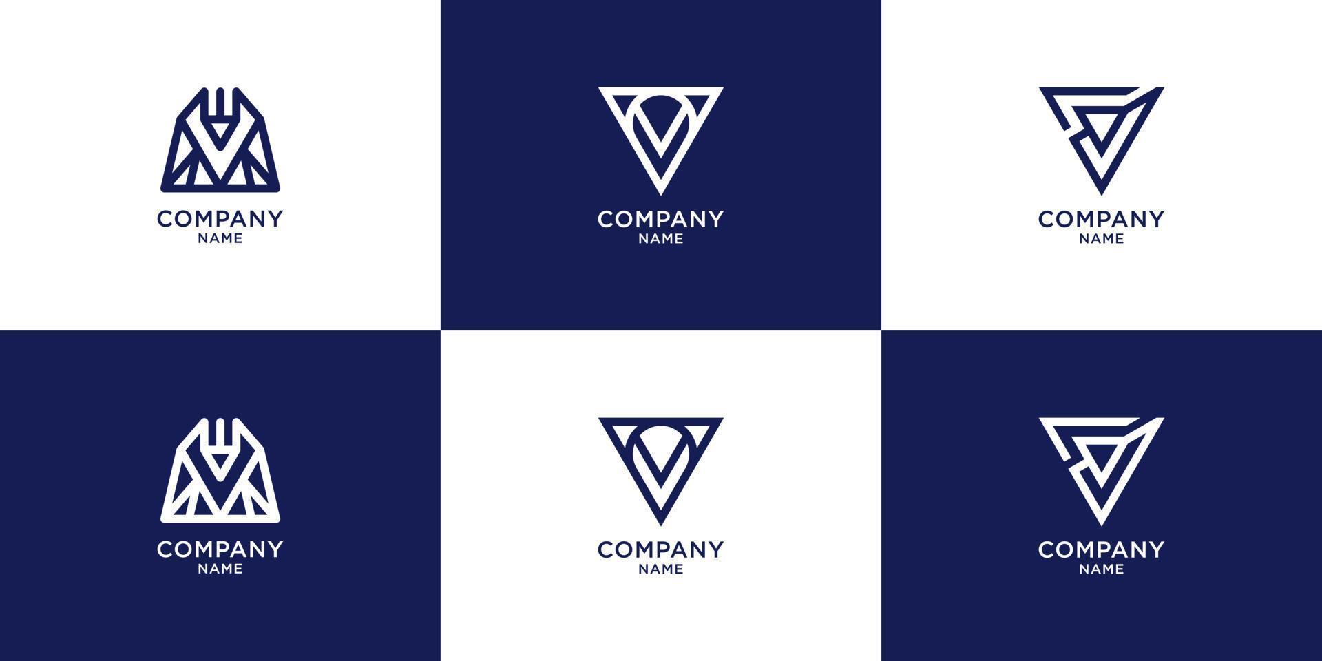 Set of letter v logo with creative concept vector