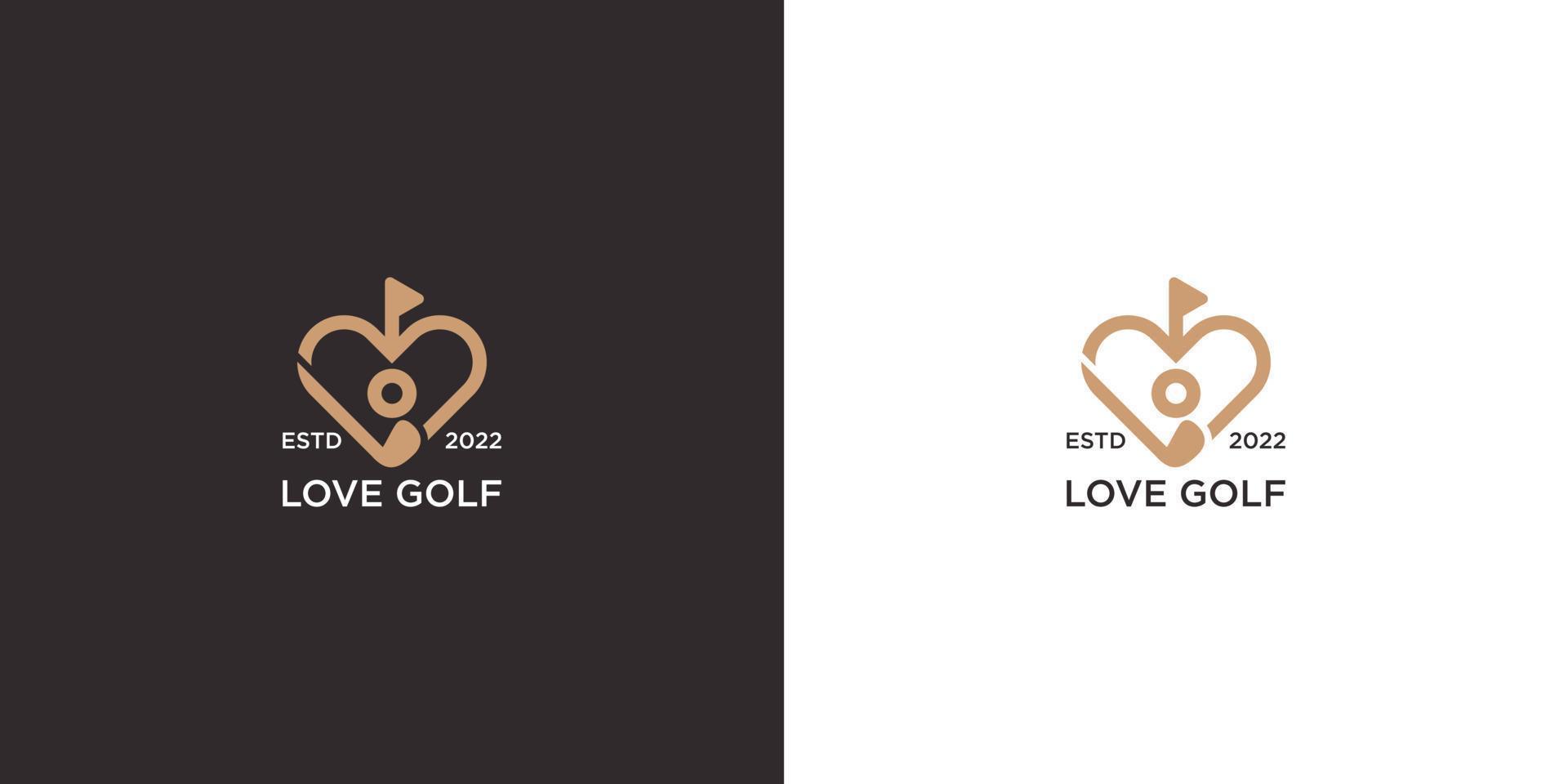 logotipo de golf de amor retro vintage vector