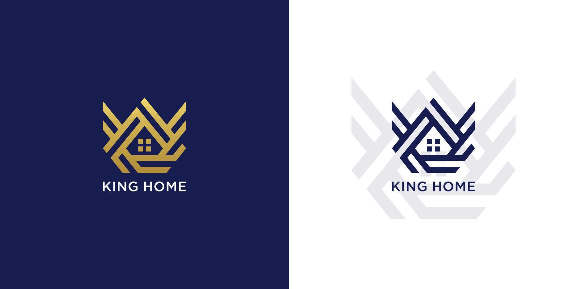 logotipo de la casa rey con color dorado de lujo vector