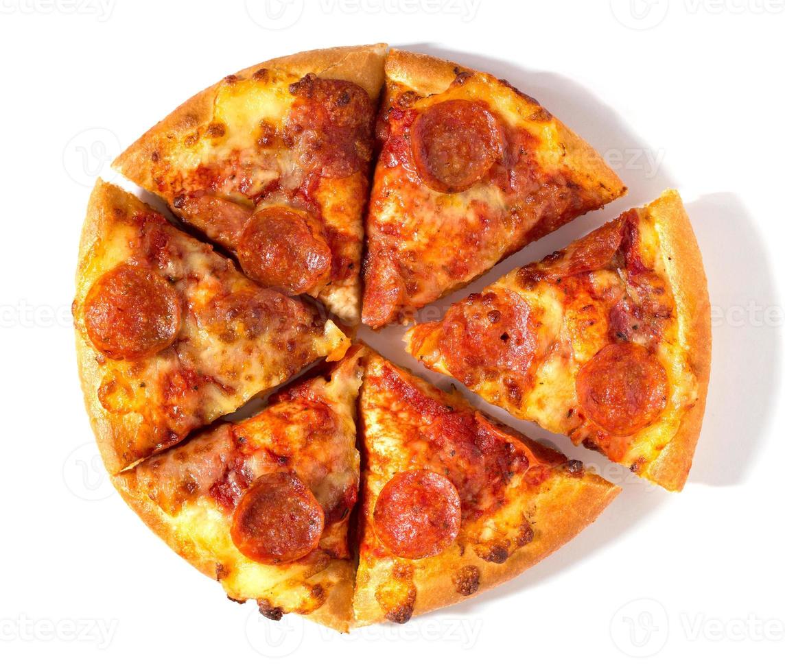 Pepperoni pizza on white background photo