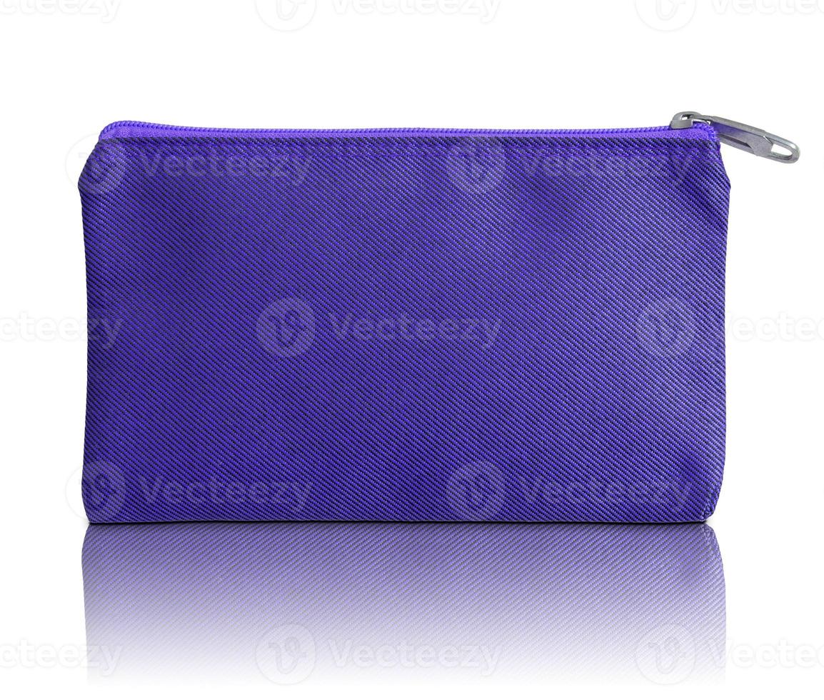 blue fabric bag with zipper on white background photo