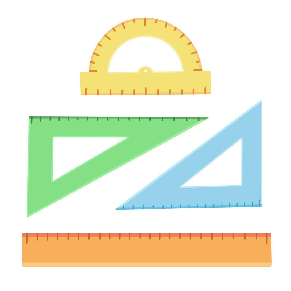 School instruments for measure , rulers set, protractor. Illustration for printing, backgrounds, covers, packaging, greeting cards, posters and seasonal design. Isolated on white background. vector