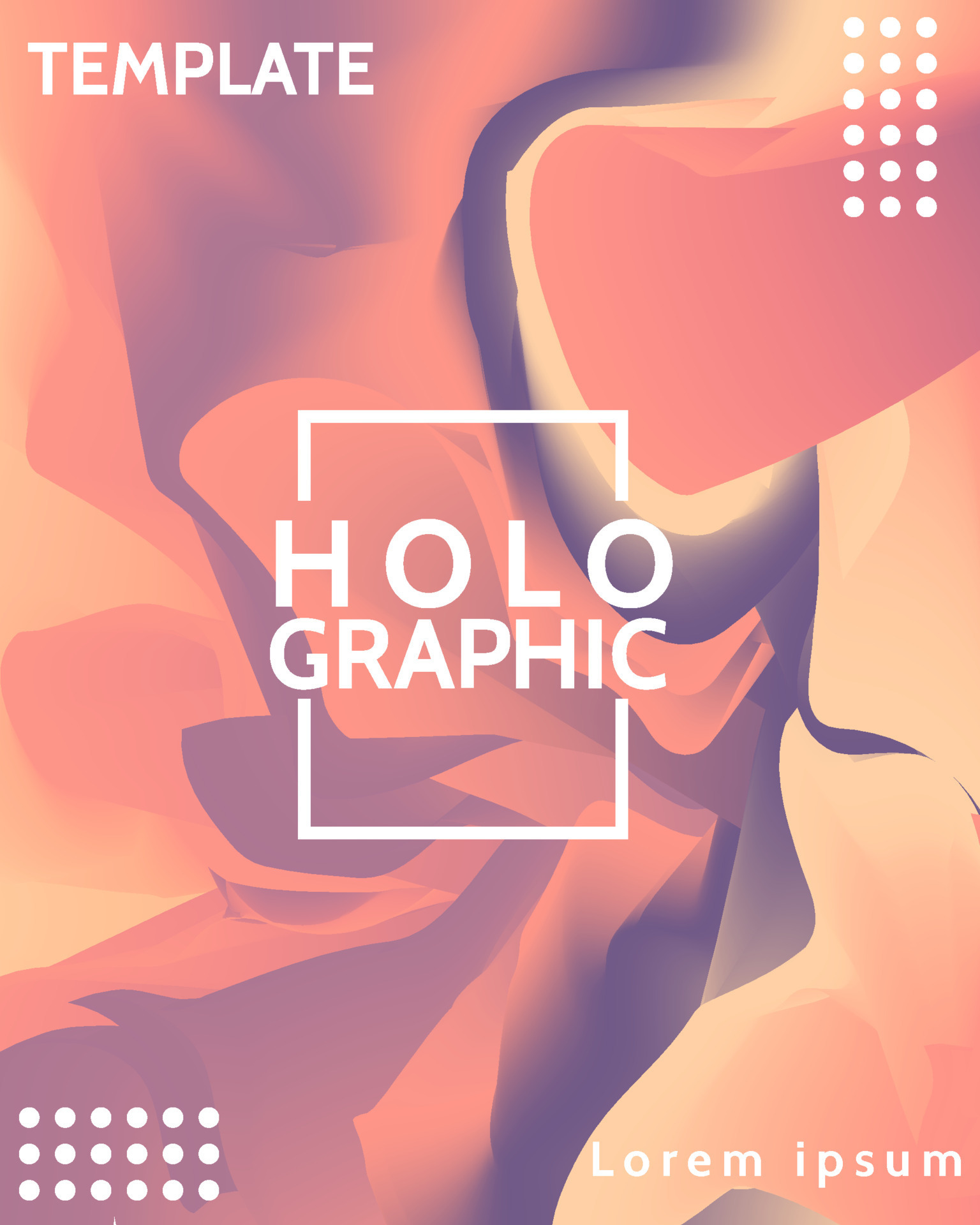 holographic background poster with simple shape and figure. Abstract