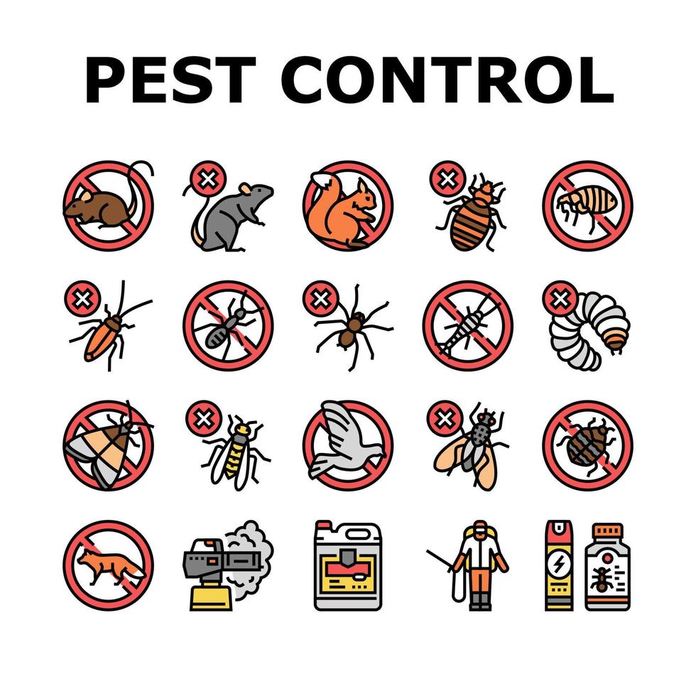 Pest Control Service Treatment Icons Set Vector