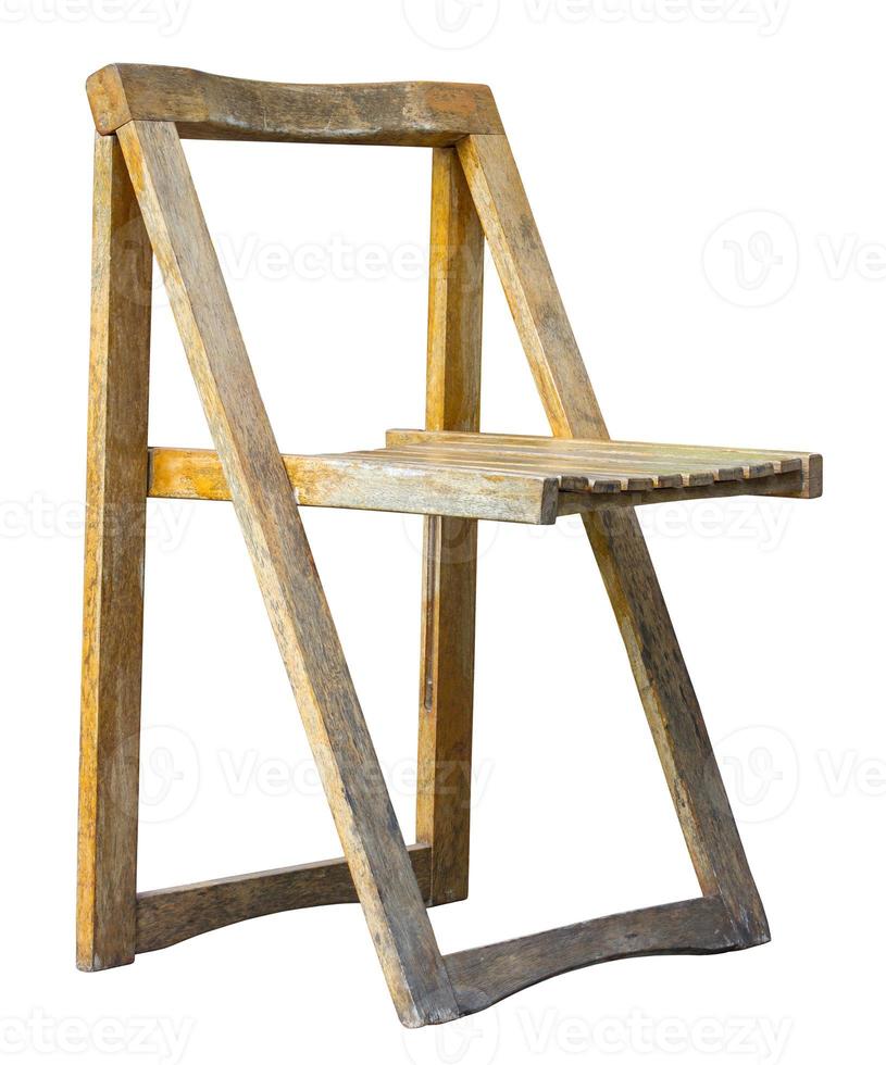 Old wooden chair isolated on white with clipping path photo