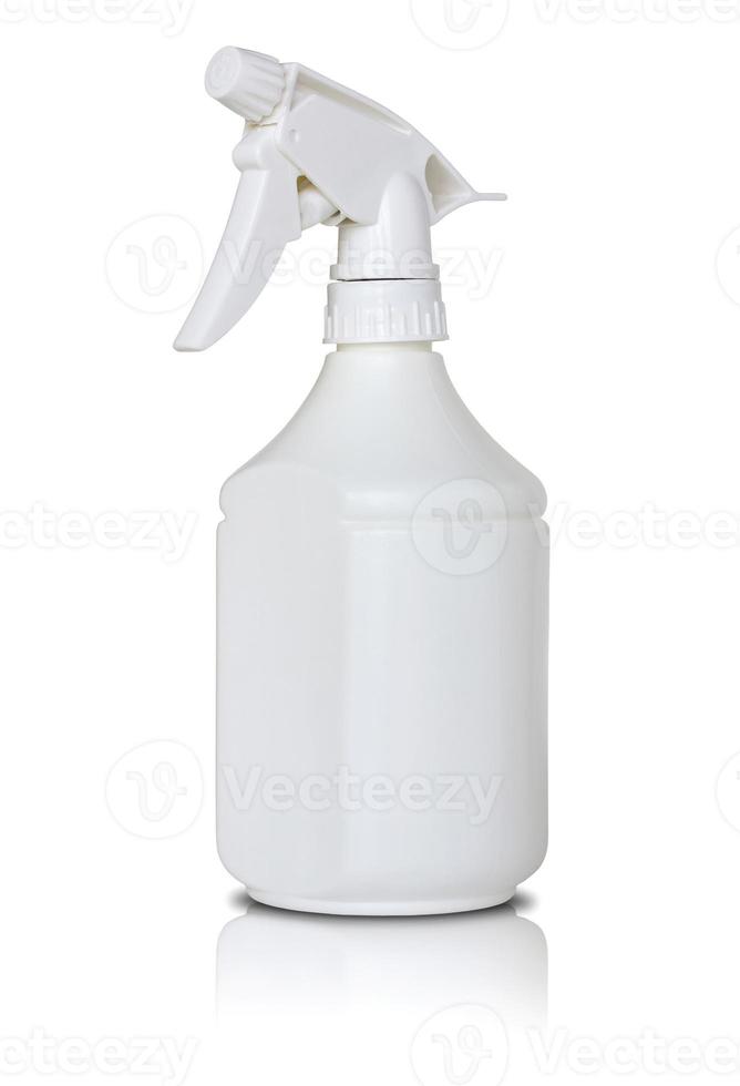 botella de spray blanco aislado en blanco foto