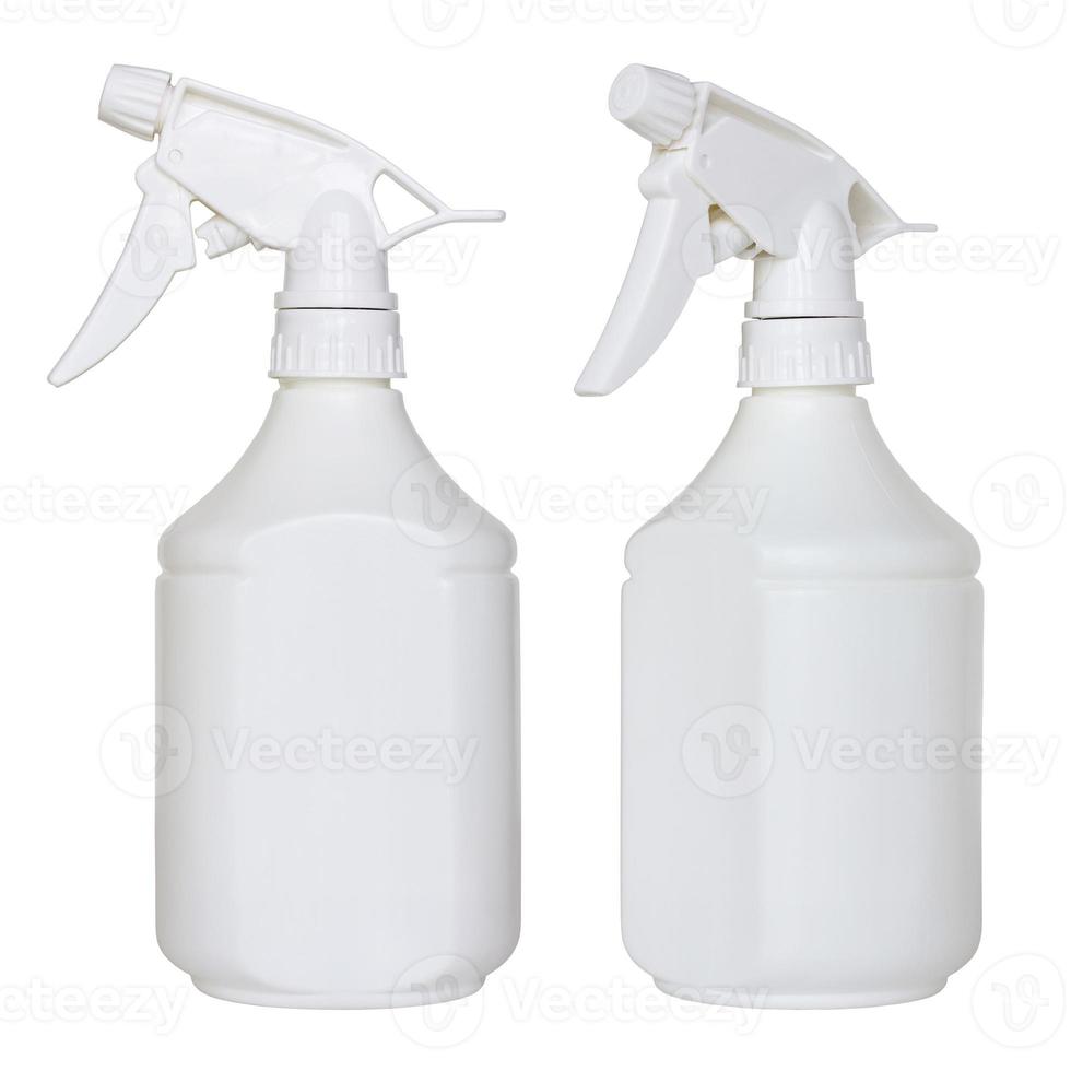 white spray bottle isolated on white with clipping path photo