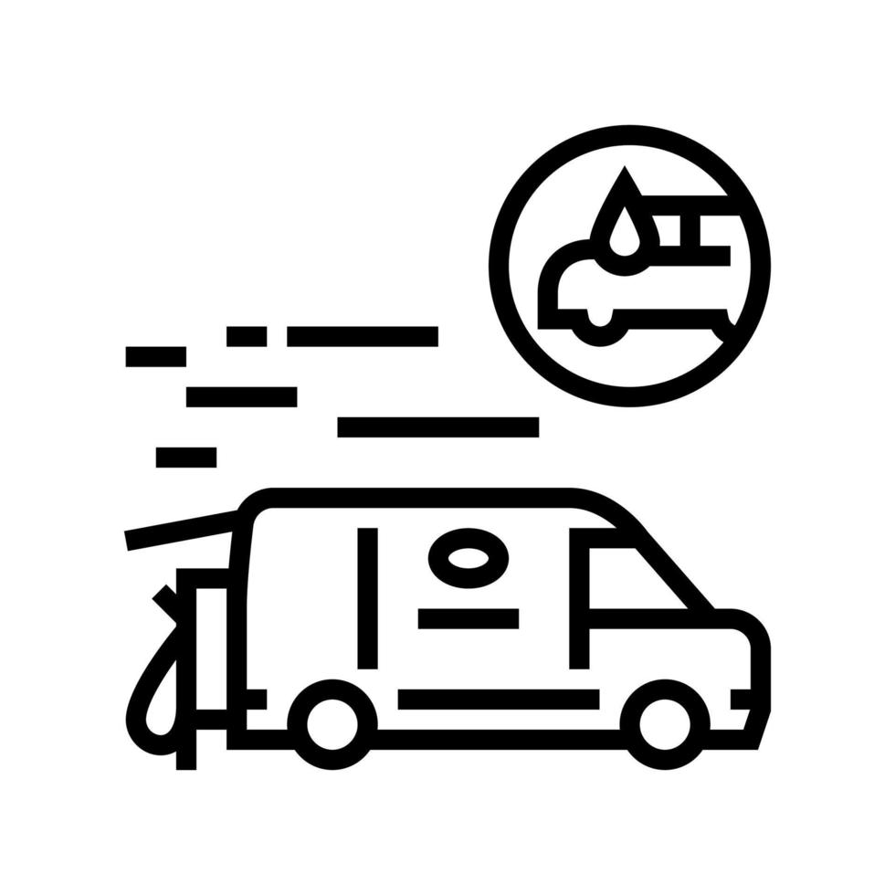 ilustración de vector de icono de línea de lavado de coche móvil