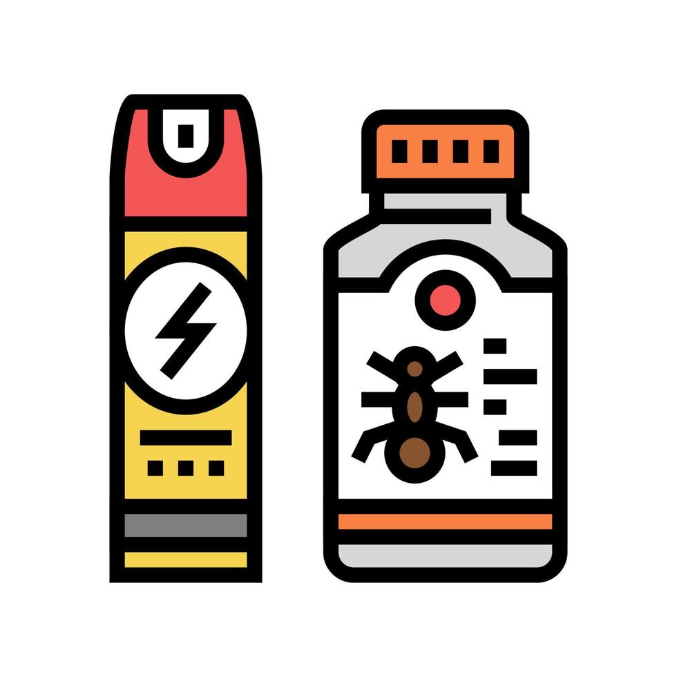 insecticide chemical liquid sprayer and bottle color icon vector illustration