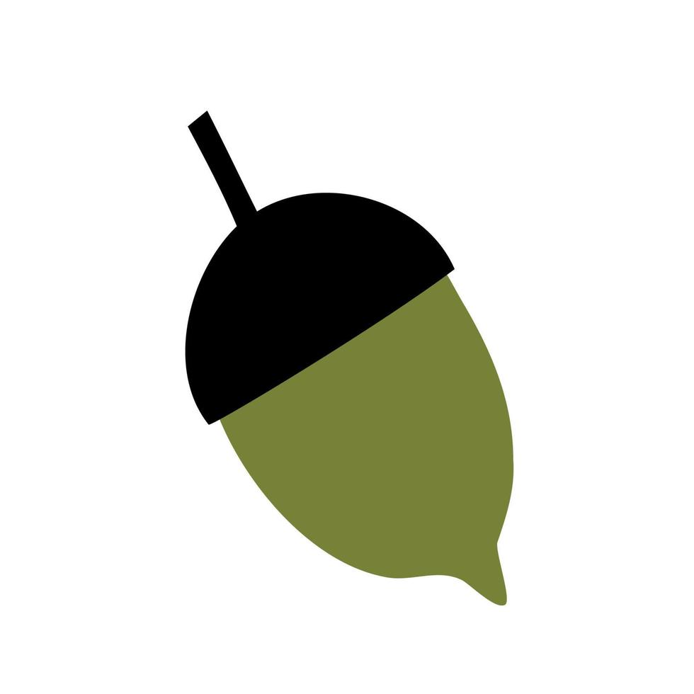 oak acorn in hand drawn flat style. vector children's illustration.