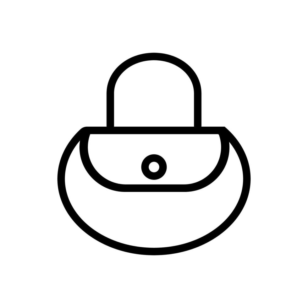 bolso de mujer de forma semicircular con vector de icono de botón.