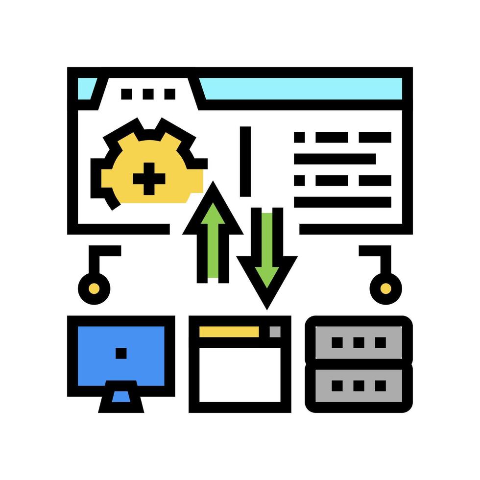 saas financial system color icon vector illustration