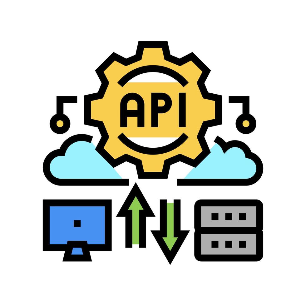 ilustración de vector de icono de color de tecnología digital api