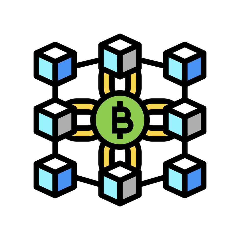 blockchain finance technology color icon vector illustration