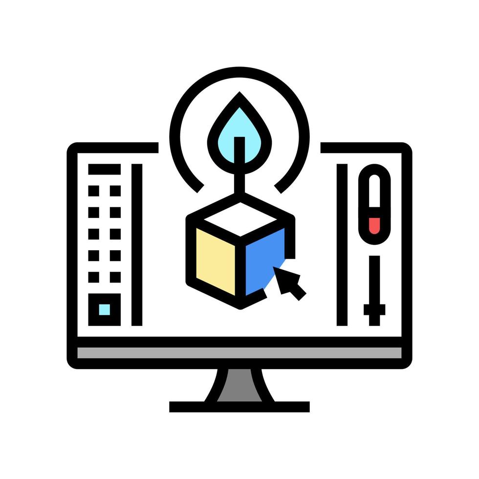 3d in sustainable design color icon vector illustration