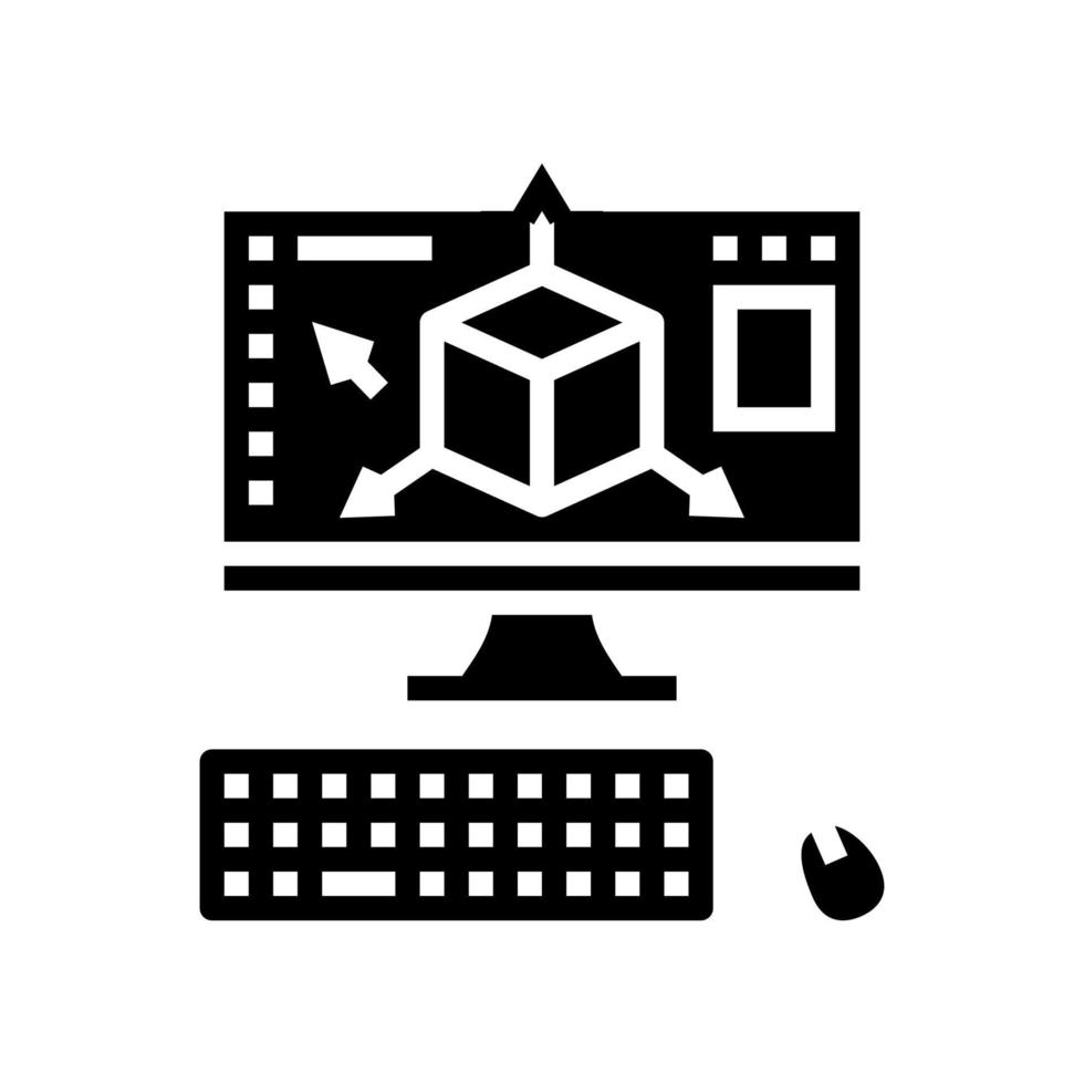3d modeling glyph icon vector illustration