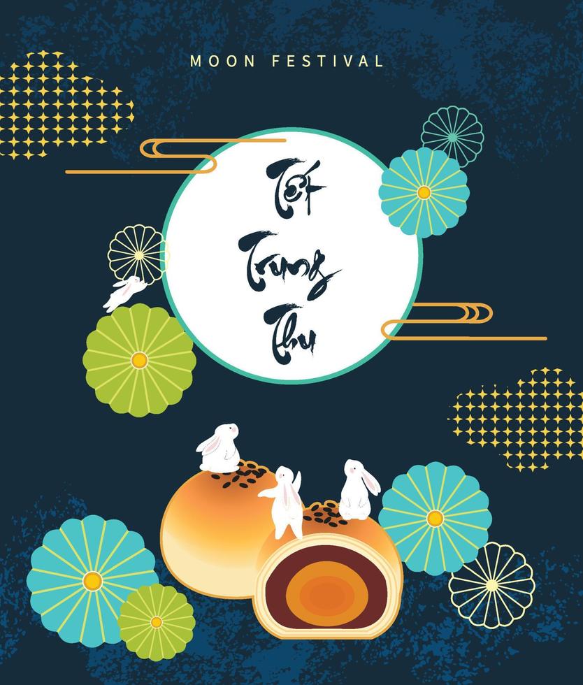 Cartoon cute mid-autumn festival poster vector