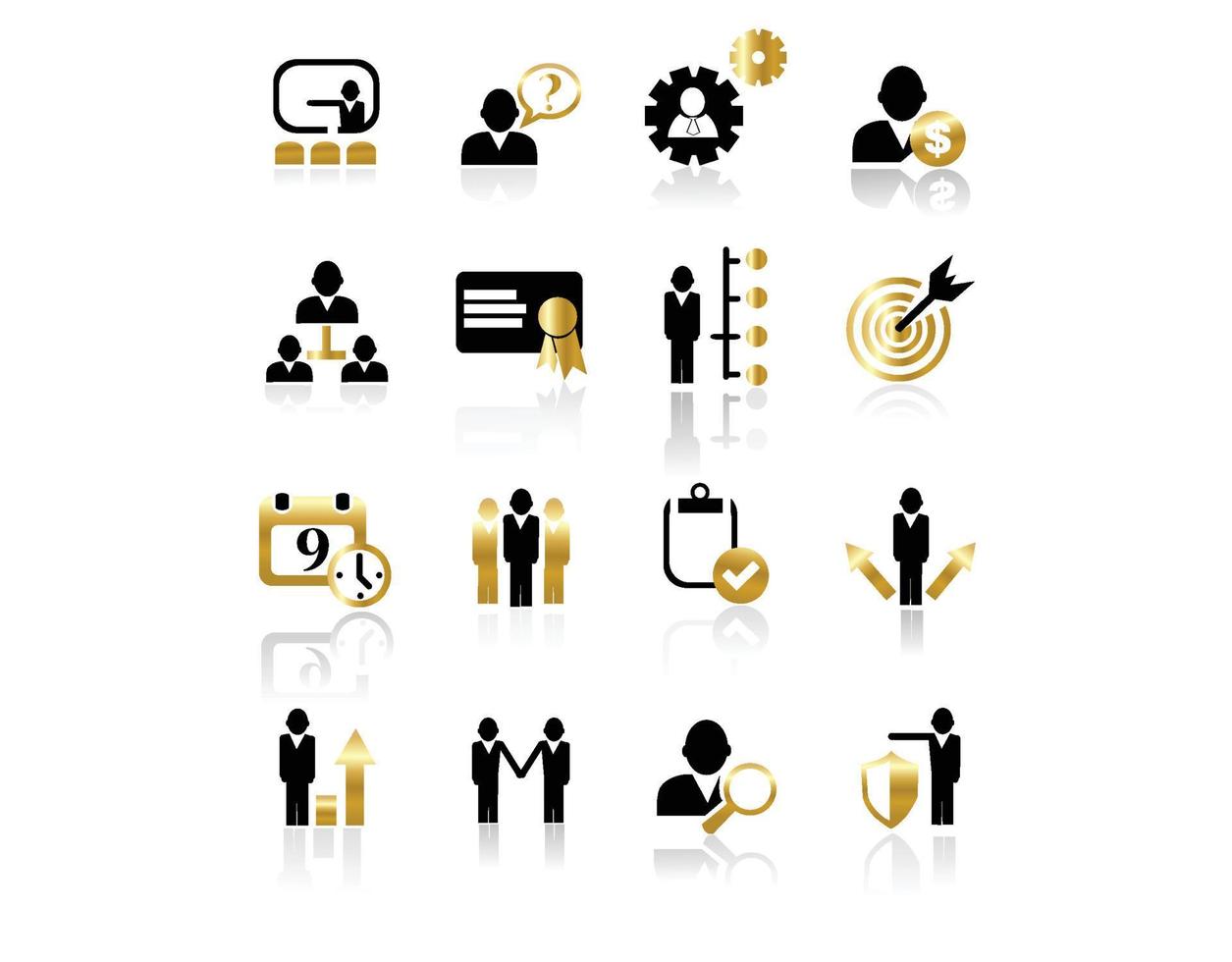 Gold business and management icons vector