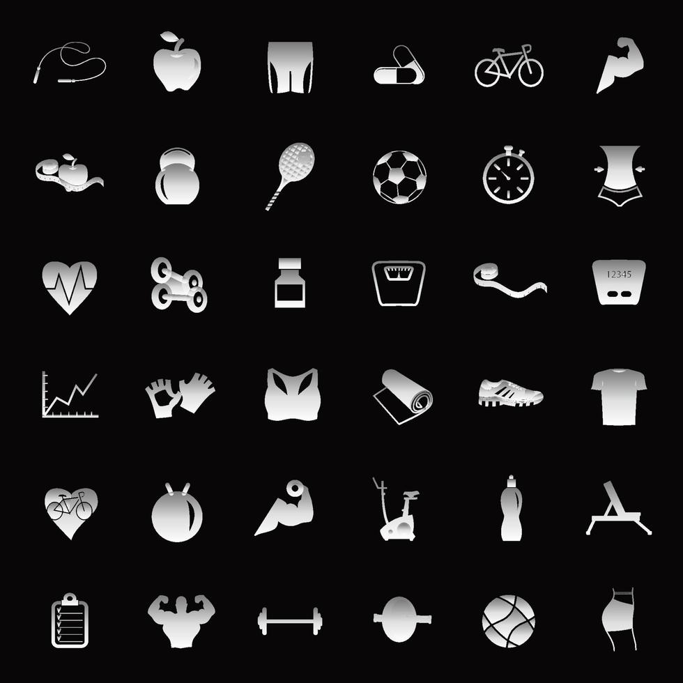 Set of silver sport icons vector