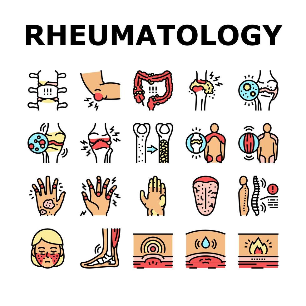 Rheumatology Disease Problem Icons Set Vector