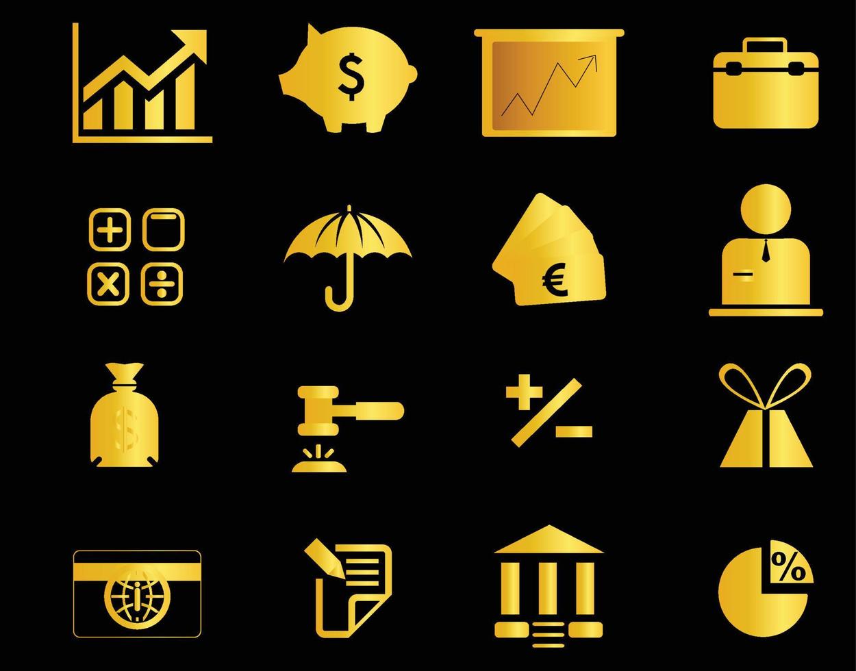 gold financial icons vector illustration