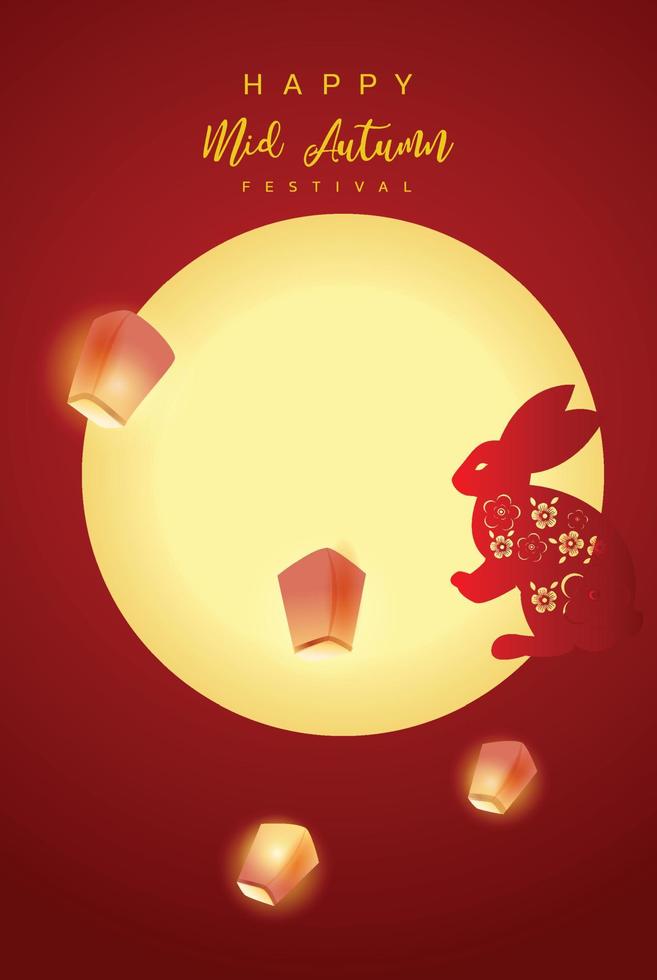 Mid Autumn Festival Red Background vector