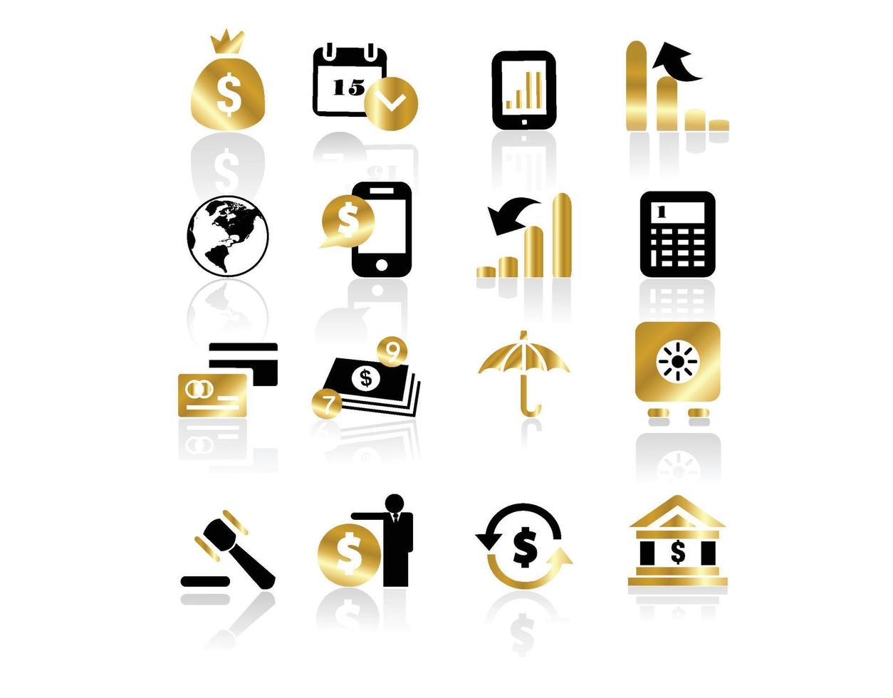 Gold business and finance icons vector