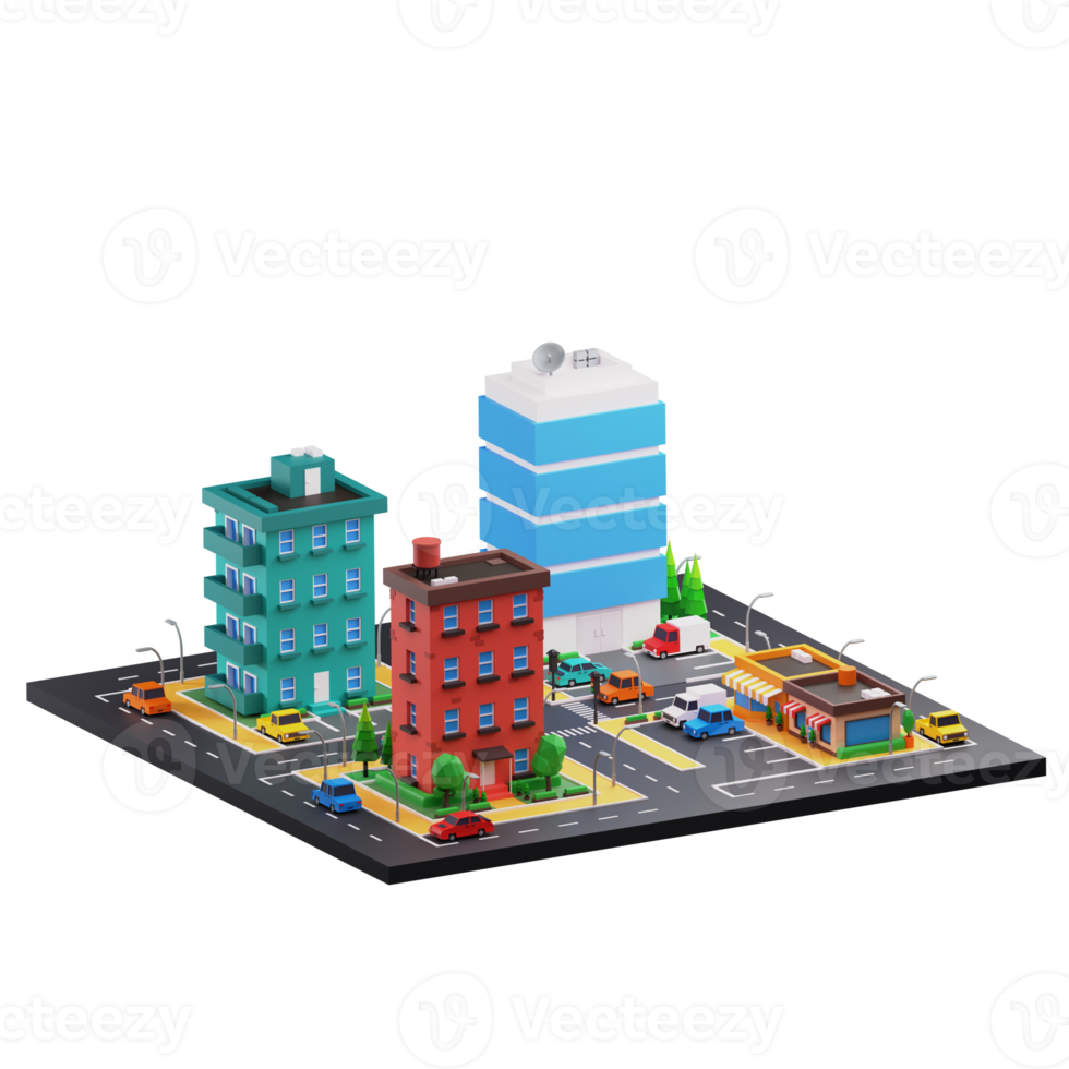 Block Cityscape 3D Illustration png