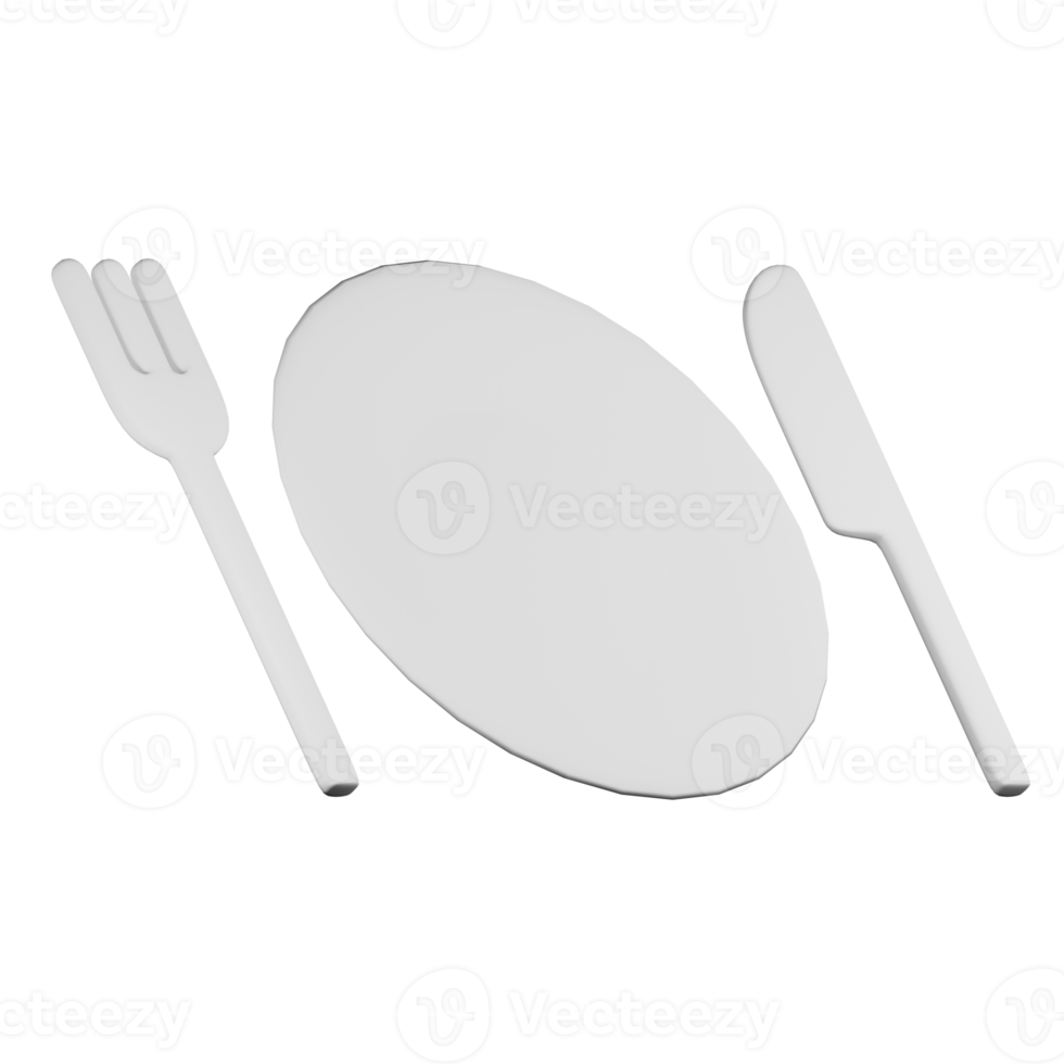 Fork Knife Plate Food 3D Illustration png