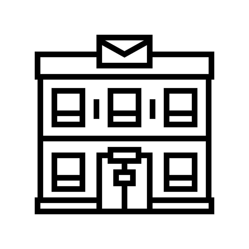 post office building line icon vector illustration