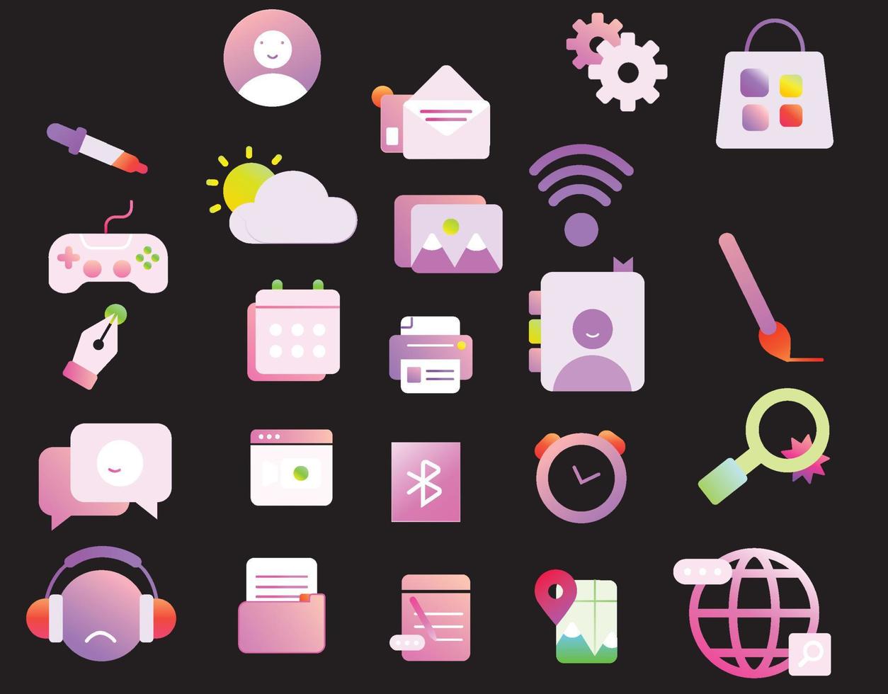 iconos de computadora de vidrio esmerilado vector