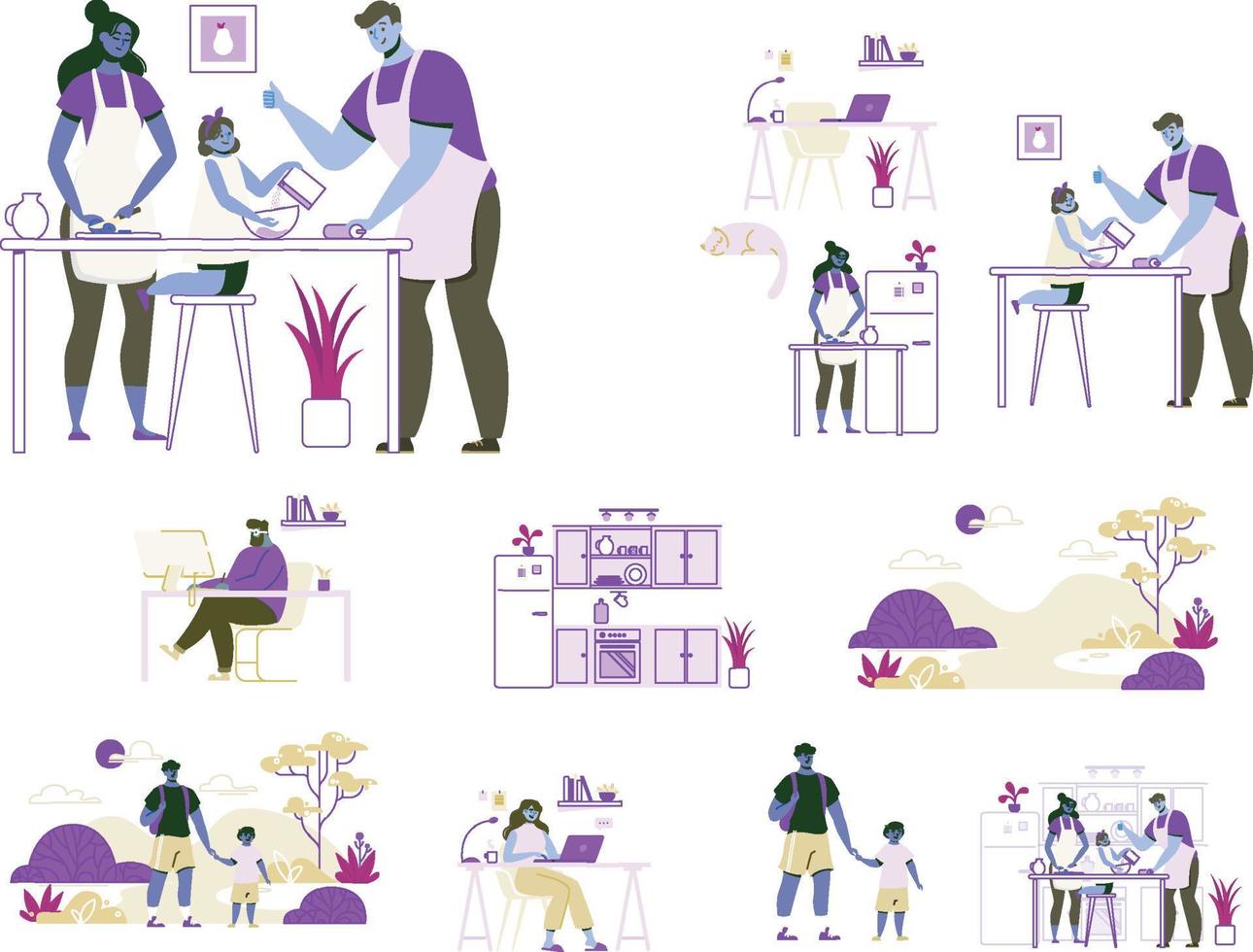 The concept of daily life, everyday leisure and work activities vector