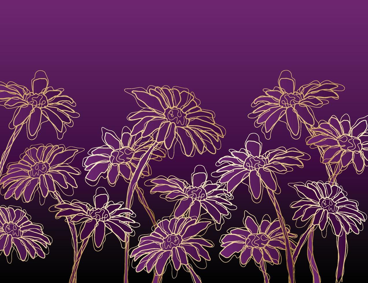 hand drawn floral purple vector