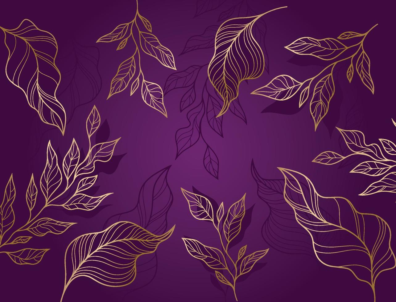 hand drawn linear engraved floral on purple background vector