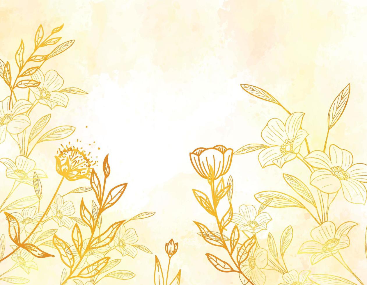 Gold leaf collection watercolor floral Royalty Free Vector