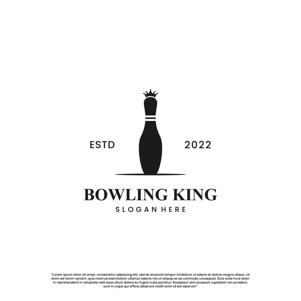 bowling king logo, bowling pin with crown logo concept vector