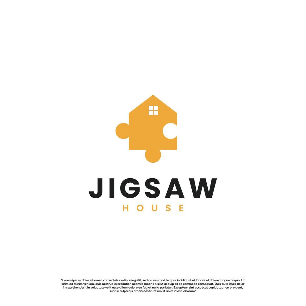 house combine with jigsaw logo design on isolated background vector