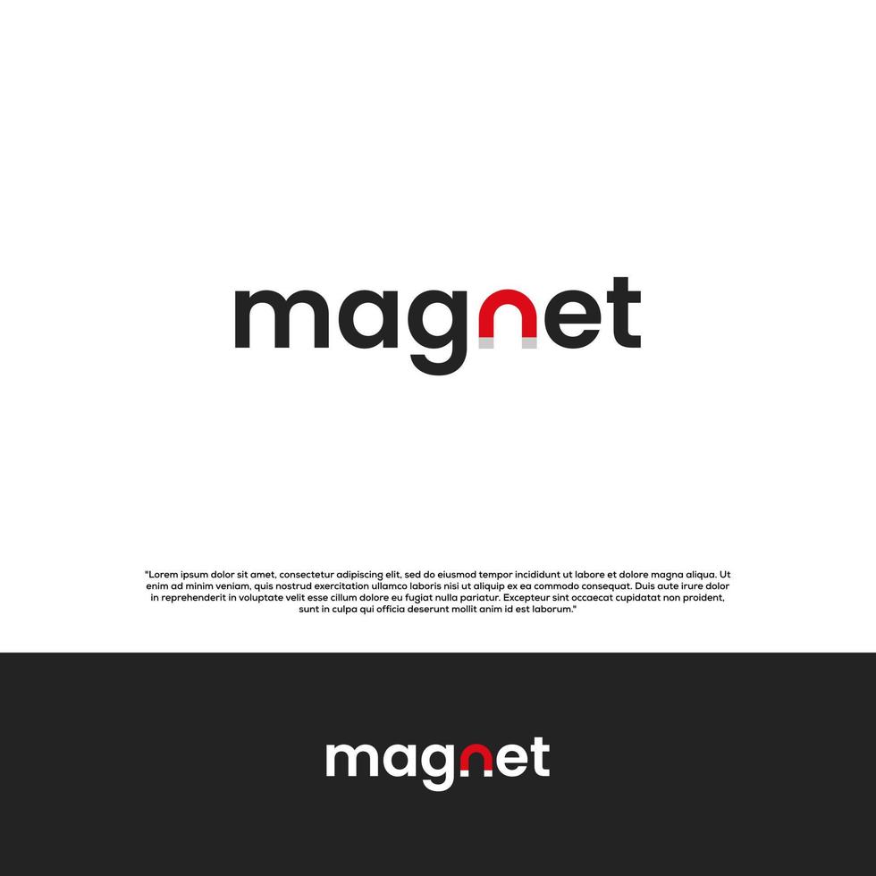 the word magnet with the magnet symbol on the letter N. creative logo design vector
