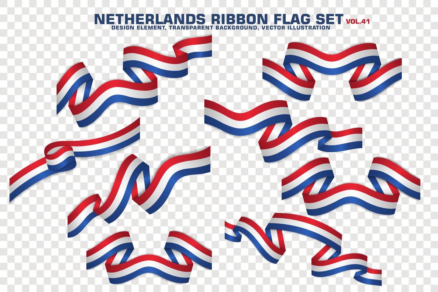 Netherlands Ribbon Flags Set, Element design, 3D style. vector Illustration