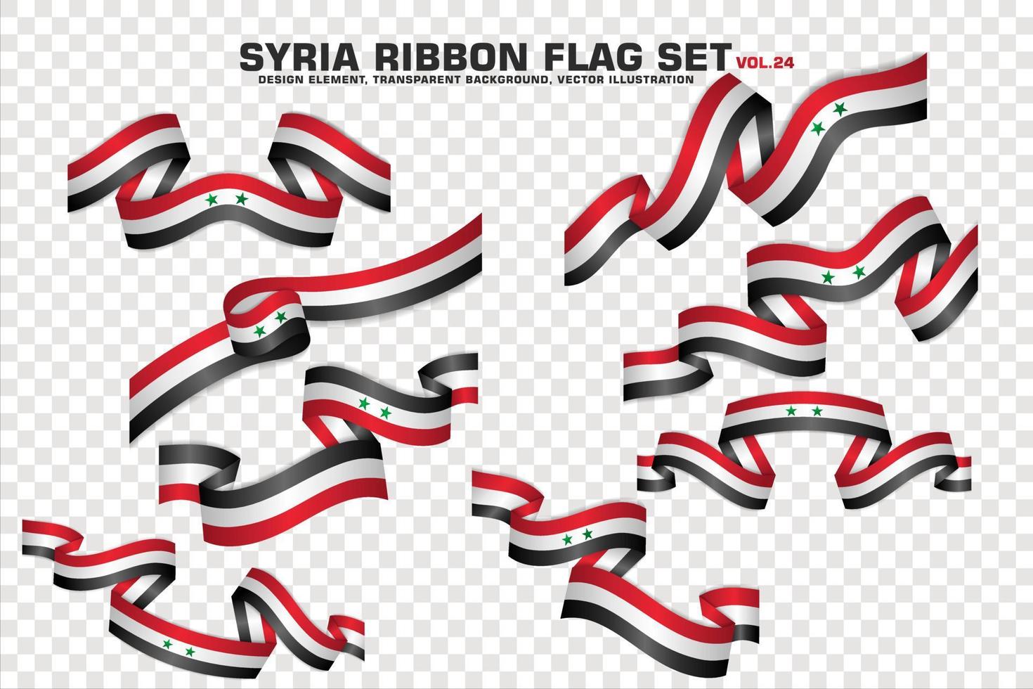 Syria Ribbon Flags Set, Element design, 3D style. vector Illustration