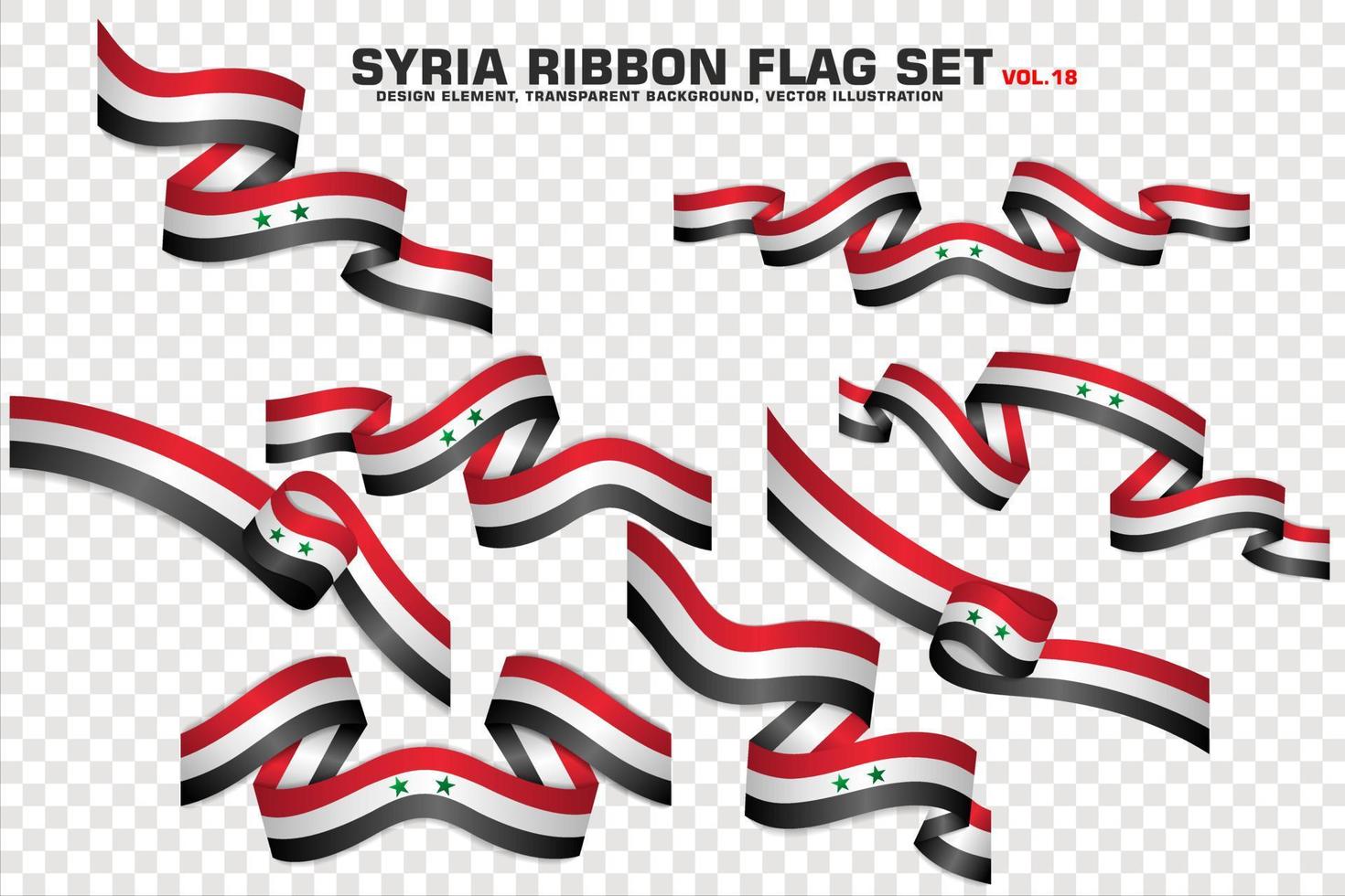 Syria Ribbon Flags Set, Element design, 3D style. vector Illustration